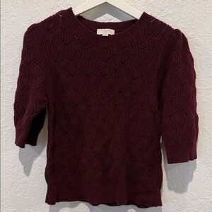 LOFT Outlet Deep Burgundy Crew Neck Sweater